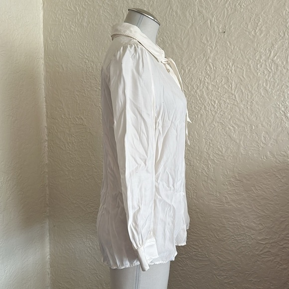 Frame Off White Silk Tie Neck Blouse Shirt Medium - Picture 11 of 14